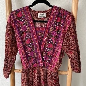 Vintage Andree Gaye Made In USA Animal Print Embellished Jumpsuit 0027